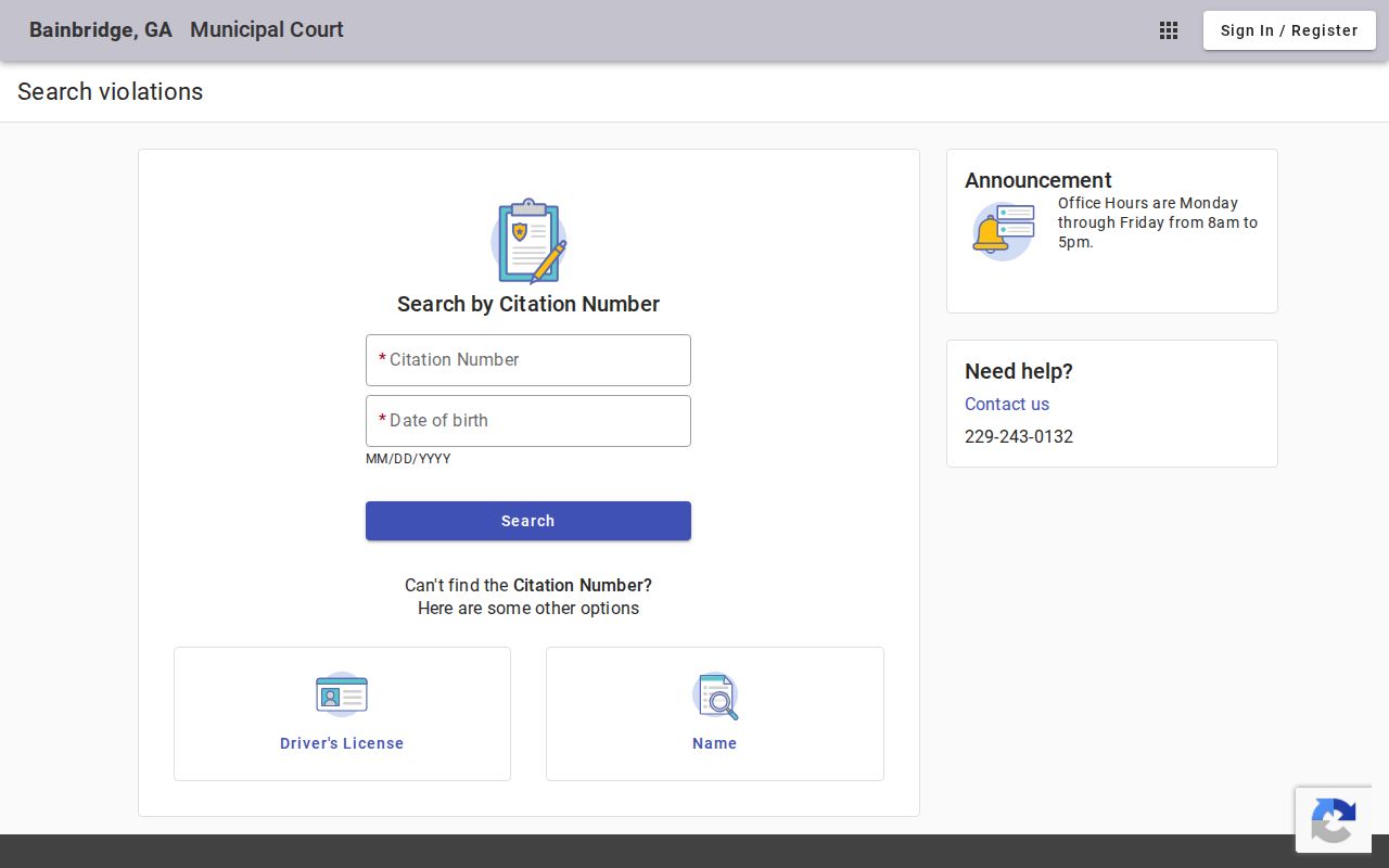 Decatur County traffic warrant blank Bainbridge citation portal