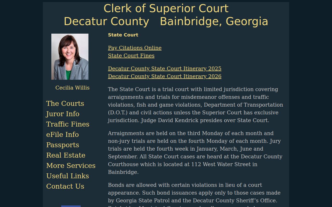Decatur County traffic warrant State Court route
