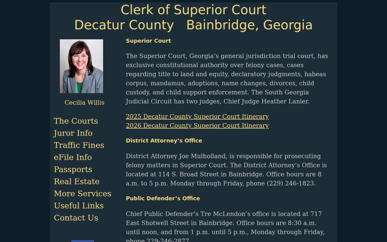 Decatur County arrest warrant Superior Court information
