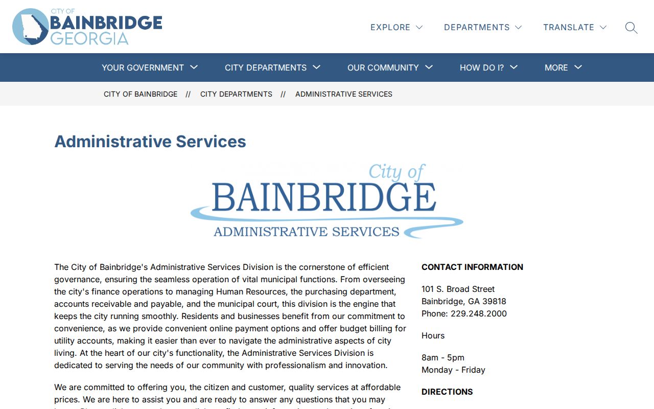 Bainbridge Administrative Services municipal court information