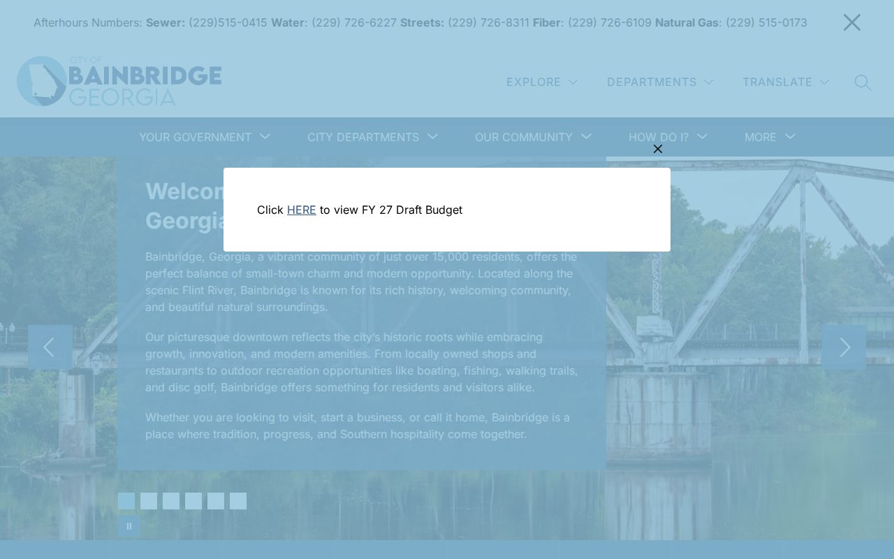 Official Bainbridge city government homepage and City Hall contact