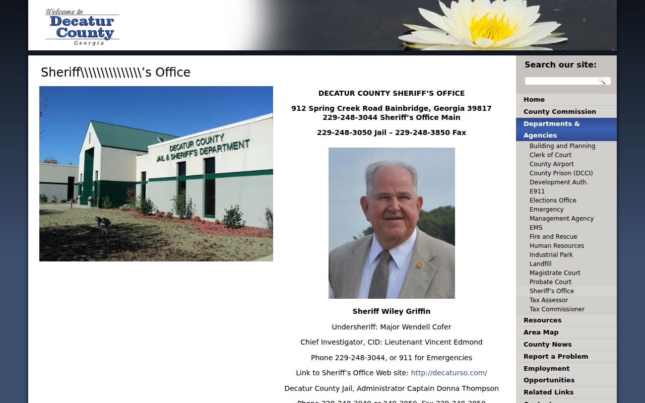 Decatur County sheriff warrant records role