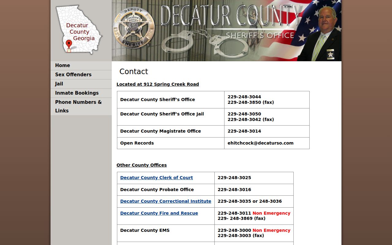 Decatur County warrant records request contact route